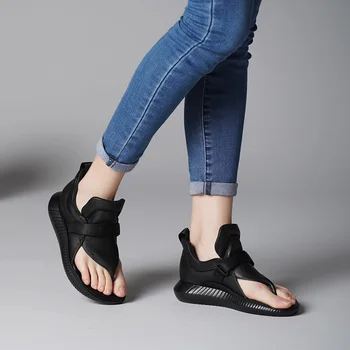 2019 Nové Příjezdu Boty Flip Flop Sandály Žen Ploché Sandály Na Platformě Pohodlné Pravé Kůže Lady Příležitostné Letní Boty