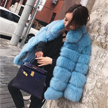 Tlusté zimní Teplé Umělé Kožešiny Kabát Ženy Plus Velikosti 6XL, Dlouhý Rukáv, Imitace Fox Kožešiny Kabát Luxusní Zimní Kožichy
