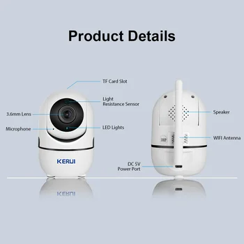 KERUI 2KS Mini Kamery Vnitřní Kamery, Bezdrátové Wi-fi 1080P Podpora Detekce Pohybu, Noční Vidění APLIKACE, Cloud Storage