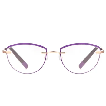 Ženy Cat Eye Brýle Na Čtení Rám Z Nerezové Oceli Ultralight Vrtaných Předpis Presbyopie Brýle +1.00+1.50+2.00+2.50