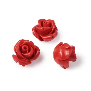 50ks Červená Růže Rumělka Korálky Volné Korálky pro Výrobu Šperků Náhrdelník Náramek Dodávky 10x10x8mm Otvoru: 1,5 mm