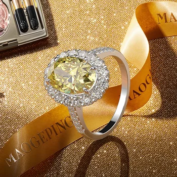 Matagain Vysoce Kvalitní Růžová Žlutá Bílá Quartz Diamantový Prsten Pro Ženy 925 Sterling Silver Snubní Prsten Romantické Jemné Šperky