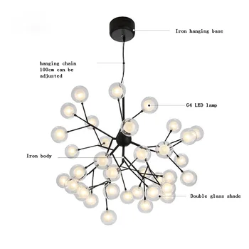 Nové Moderní LED firefly sputnik Lustr světlo stylové větev stromu lustr lampa dekorativní stropní chandelies visí