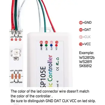 SP105E Wireless Bluetooth Controller APP WS2811 WS2801 WS2812B SK6812 APA102 Individuálně Adresovatelné Programovatelné LED String