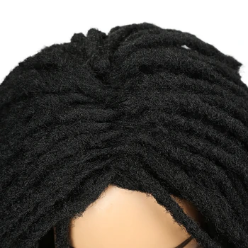 Wignee Krátké Měkké Černé Dredy Syntetické Paruky Pro Ženy, Umělé locs Afro Perverzní Kudrnaté Vlasy Háčkování Twist Vlasy, Paruky
