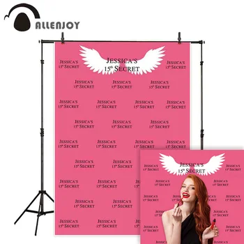 Allenjoy 15 16 17 18 Narozeninovou Oslavu pro Dívky Fotografie, Pozadí Secret Pink Stripe Úhel Křídlo Selfie Vlastní Pozadí