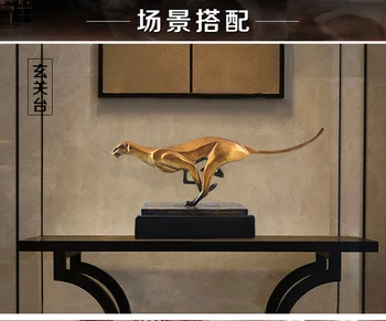 TOP sbírka UMĚNÍ -2020 DOMÁCÍ kancelář, OBÝVACÍ POKOJ Dekor --Úspěch RETRO gepard UMĚLECKÁ bronzová socha, socha, Dekorace