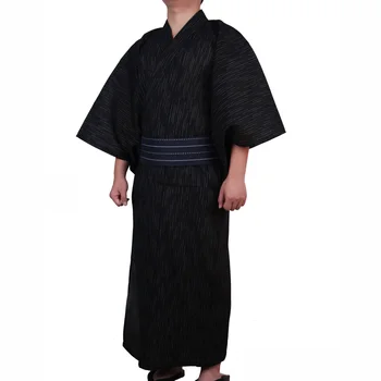 Muži Japonských Samurajů, kostýmy Kimono Jinbei Domů Nosit Volné Bavlněné Černé Yukata Tradiční Oblečení, Pyžamo, noční Košili, Župan