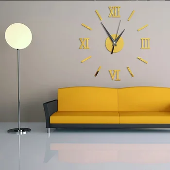 3d nástěnné hodiny, moderní design kuchyně dekorativní zrcadlo, samolepící digitální vintage velké nástěnné hodiny na zeď, hodinky, hodiny nové