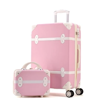 CESTOVNÍ PŘÍBĚH Ženy Tvrdě Retro Rolling Luggage Set Vozík na Zavazadla S Kosmetická Taška Vintage Kufr Pro Dívky
