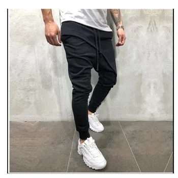 2020 Nový Muži tužka kalhoty Muži Asymetric Vrstvené Běžce Kalhoty Hip Hop Streetwear Kalhoty Příležitostné Šňůrky Blízko Spodní Kalhoty