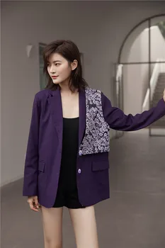CHEERART 2 Ks Hroznové Sako Ženy Podzim 2020 Fialová Saka A Bundy korejský Dámy Návrhář Kabát Oblek Elegantní Oblečení