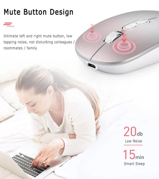 Tichá Bezdrátová Myš 2.4 G Ergonomické Myši 1600DPI 5 Tlačítek Optické Myši Počítačová Myš S USB Přijímač Pro PC Laptop