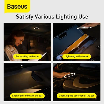 Baseus Auto Světlo na Čtení Dotykový Noční Světlo Magnet Lampa Interiéru Vozu světelný USB Nabíjení LED Interiéru Vozu Lampa Auto Příslušenství