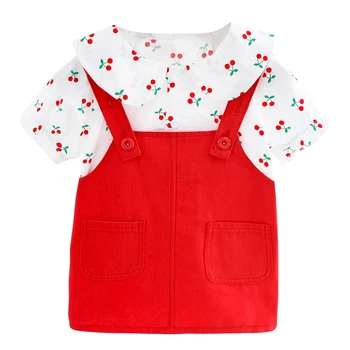 Módní Nové Letní Baby Girl Oblečení Oblek Děti Bavlna Roztomilé Tričko Popruh Šaty 2ks/set Batole Neformální Kostým Dětské Teplákové soupravy
