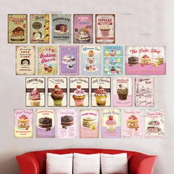 Znamení Zeď Dekor Plakát Deska Kovové Vintage V Pekárně Kuchyni, Aby