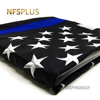 Americký Tenká Modrá Linie Vlajka 3 x 5 Metrů Voděodolný Nylon Pro Venkovní Vyšívané Hvězdy Šité Pruhy Domů Dekorativní Vlajky, Bannery