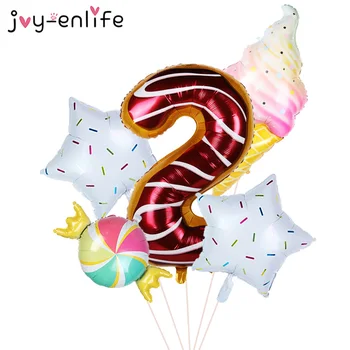 5kusů 40inch Donut Počet Fóliové Balónky Set Ovocné zmrzliny Helium Ballon Miminko, Narozeniny, Party Dekorace Děti, Hračky Balón