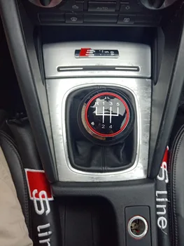 5 Výstroj 6 Stupňová Manuální MT Auto Shift Gear Knob S Koženými Knoflík Červené Čepice Pro Audi A3 S3 8P S-line Sportback Auto Styling