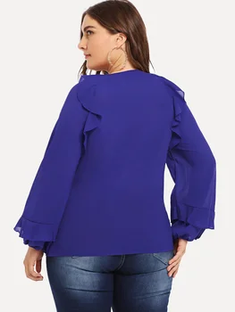 Ležérní Volánky O-Neck t košile Šifon Slim Butterfly Rukáv T-Košile Topy 2021 Letní ženy tričko Plus velikost XXXXL 5XL