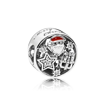 CHAMSS Nové Zimní Módní POLICIE Kouzlo Silver 925 Originální sněhová Vločka Vánoční Starý Muž Srdce DIY Korálkové Šperky pro Ženy