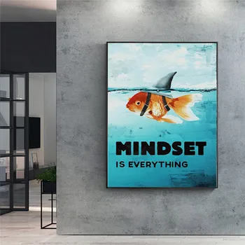 Myšlení Je Vše, co Žralok Nordic Styl Motivace Plakáty, Tisk na Plátno na Zeď Ryby Zeď Umění Obrázky pro Domácí Dekoraci