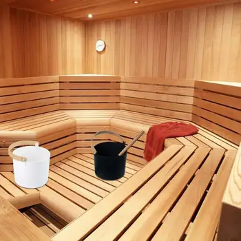 7L Luxusní finská Sauna Hliníkový Kbelík s Dlouhou Rukojetí Lžíce Nastavit Odpovídající Naběračku Sauna Barel