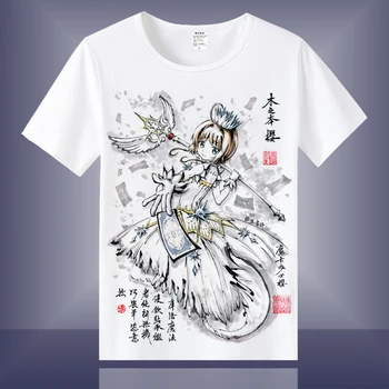 High-Q Unisex Japonsko Anime Cosplay Card Captor SAKURA Bavlna Casual T-Shirt Tee Tričko Top