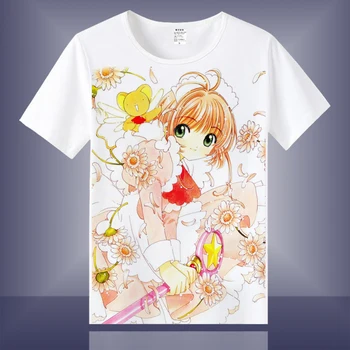 High-Q Unisex Japonsko Anime Cosplay Card Captor SAKURA Bavlna Casual T-Shirt Tee Tričko Top