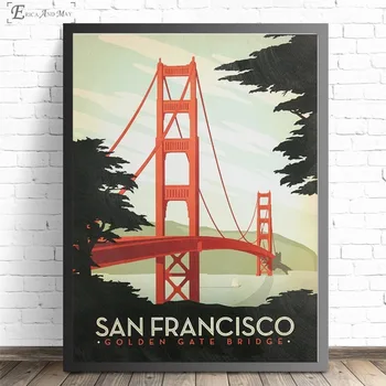 Vintage Golden Gate Bridge V Londýně Plakáty A Tisky Na Plátno Malování Obrázků Na Zeď Abstraktní Dekorativní Domácí Dekor Quadro