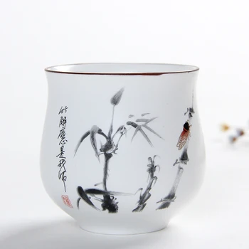 Kreativní čínské tušové malby šálky 160ml bílý keramický šálek vody velká kapacita Japonské Kung-Fu Krále šálek čaje doprava zdarma