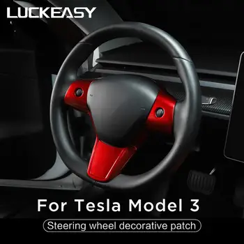 LUCKEASY Auto volant dekorativní patch pro Tesla Model 3 ABS volantu příslušenství dekorativní rám patch červená/bílá