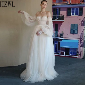2020 Off Rameno Svatební Trendy, Svatební Šaty Tyl Krajka Z Hlavních Rukávy Svatební Šaty vestido de noiva