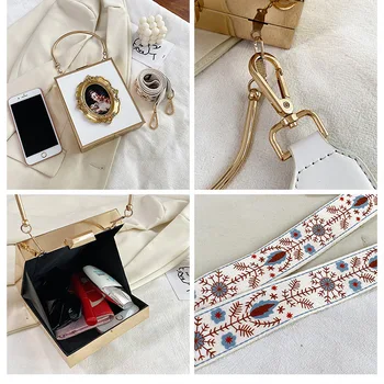 Vintage, olejomalba Charakter Box Stylu Ženy Luxusní Peněženky a Kabelky Party Spojka Taška Dámy Rameno Řetězce Bag Tote Bag