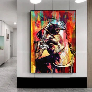 Rap Zpěvák Kouření Snoop Dogg Hip Hop Obrázek Umění, Plakáty, tisk na Plátno Nástěnné Obrázky pro Obývací Pokoj Domácí Zeď Dekor Cuadros