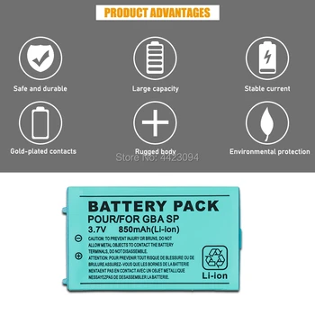 3.7 v 850mAh Dobíjecí Lithium-ion Baterie + Tool Pack Kit pro Nintendo Gameboy Advance GBA SP Náhradní