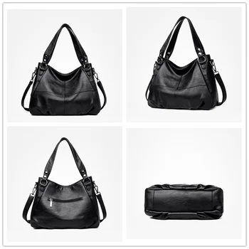 Kabelky ženy, originální kožené 2020 černá velká taška přes rameno pro ženy pommax B19-003 dámské kabelky