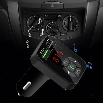 1ks Auto Bluetooth, FM Vysílač Auto MP3 Přehrávač Rádio Kit Nabíječka Přijímač Volání Dual USB Auto Hands-free Audio Fast Blue K6W8