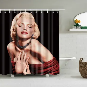 Retro Sexy Žena Vysoce Kvalitní Sprchový Závěs Sexy Marilyn-Monroe Portrait Vodotěsné Koupelna Polyesterové Tkaniny Závěs S háčkem
