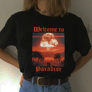 Unisex Grunge Estetické Gothic T Shirt Ženy Letní Příležitostné Krátký Rukáv Nadrozměrné T-Shirt Graphic Top Žena