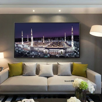 Islámský Plakát Velká Mešita Mekka Plátno Umění Obrazy pro Výzdobu Domova Svaté Země, Krajina Plakáty Muslimské Dekorativní Obrázky