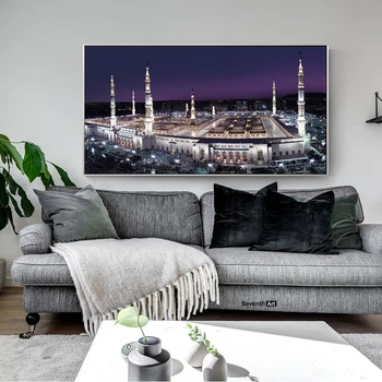 Islámský Plakát Velká Mešita Mekka Plátno Umění Obrazy pro Výzdobu Domova Svaté Země, Krajina Plakáty Muslimské Dekorativní Obrázky