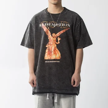 Hip Hop Černé Zoufalý T Shirt Muži 2020 Tmavě Streetwear Tričko Harajuku Letní Krátký Rukáv T-Shirt Bavlněné Volné Topy Trička