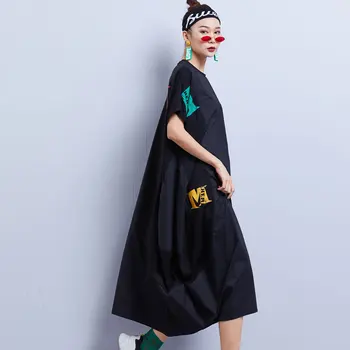 Max LuLu 2020 Korejský Letní Módní Streetwear Dámy Tištěné Elegantní Šaty Dámské Volné Černé Šaty Nadměrně Velké Ženské Vestidos