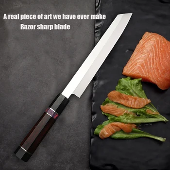 Vysoce Kvalitní VG10 Japonské Kuchyně Sushi Losos Plátek Nůž Sashimi Nůž Restaurace Chef Nůž Věnovaný