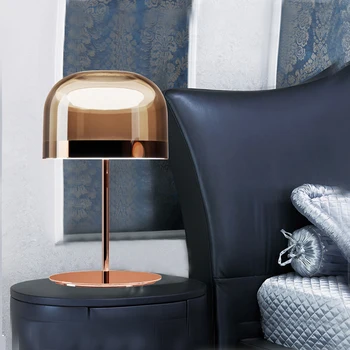 Moderní Nordic Minimalistický Kov Sklo Stolní Lampa Italy Design Rose Gold Stolní Svítidlo Noční Lampa Pro Obývací Pokoj Studium Ložnice
