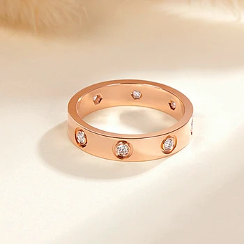 Módní Nerezové Oceli Rose Gold Stříbrná Barva Láska Snubní Prsten pro Ženy, Muže, Pár, CZ Crystal Prsteny Luxusní Značky Šperky Dárek