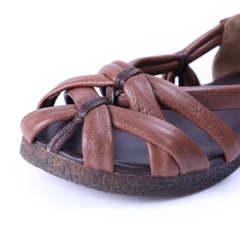 Dámské Letní Sandály Ploché Boty Pravé Kůže Dámské Sandály 2020 gladiator sandály dámské Plážové Boty Ženské Obuvi