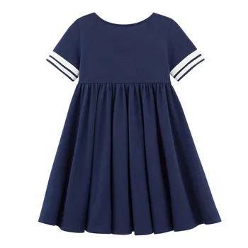 Trochu maven Dívka Šaty Letní 2021 Děti Fasion Šaty Tmavě Modré Britský Styl dětské Šortky Šaty