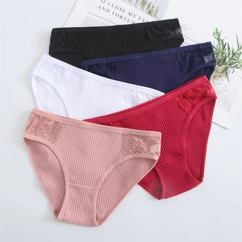 3KS/lot Ženy Kalhotky Sexy Bavlněné spodní Prádlo, Roztomilé, Tištěné Intimní Plus Velikosti Kalhotky Prodyšné růžové Kalhotky spodní prádlo